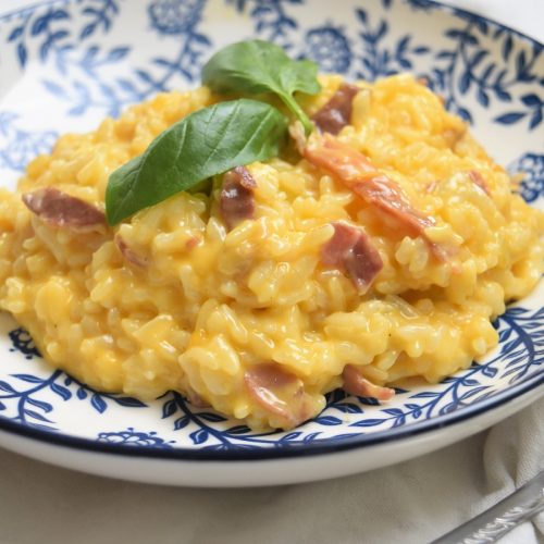 Risotto à la mimolette et jambon cru