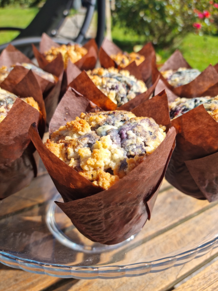 Muffins aux myrtilles et crumble