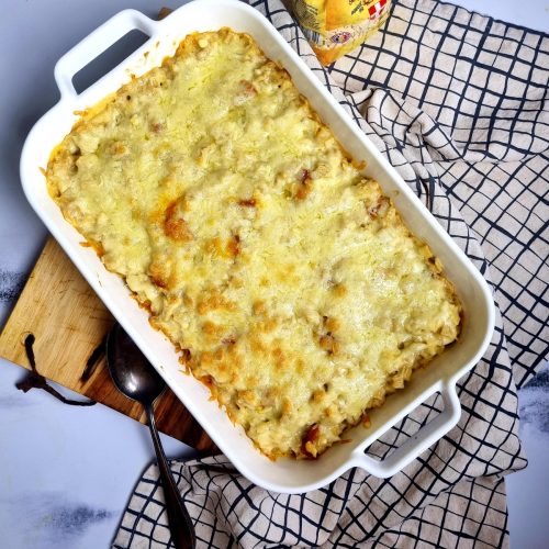 Gratin de crozets au chorizo