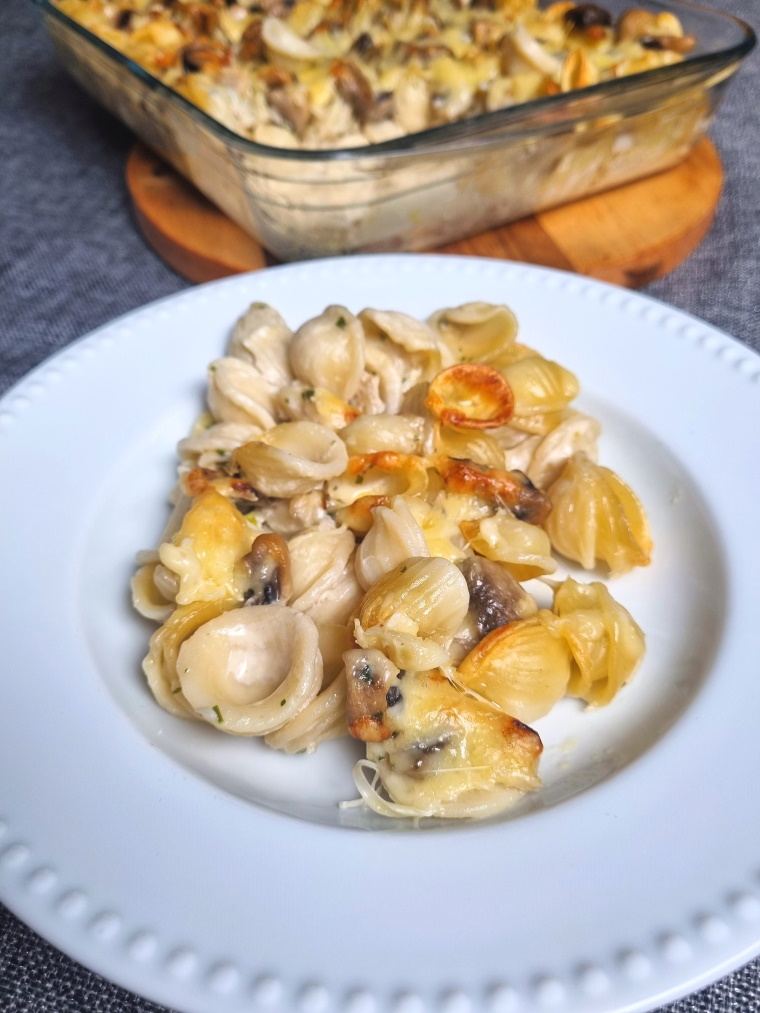 Gratin d'orecchiette aux champignons