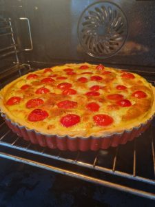 Cuisson de la quiche aux tomates cerises