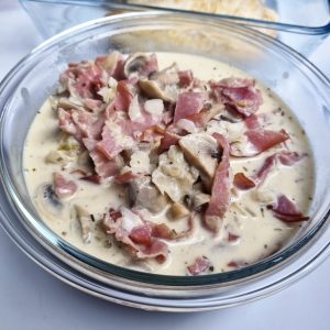 Sauce crémeuse aux champignons et bacon