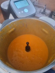 Soupe topinambours, patate douce, carotte au companion