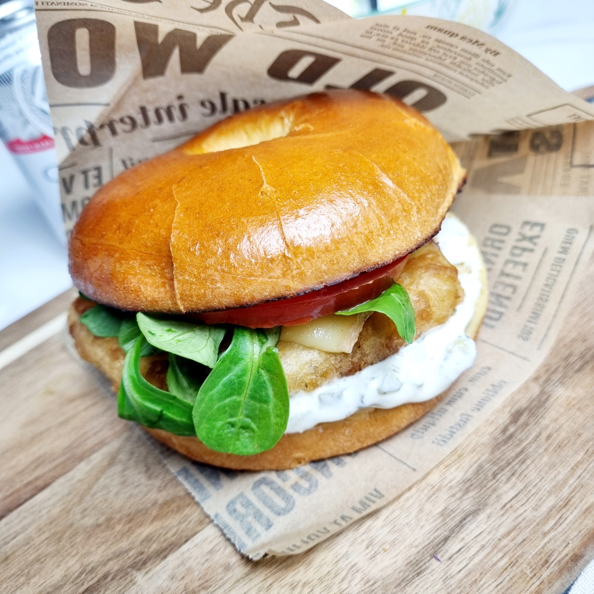 Burger fish bagel