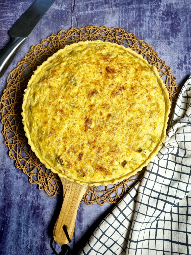 Tarte aux poireaux à la bière