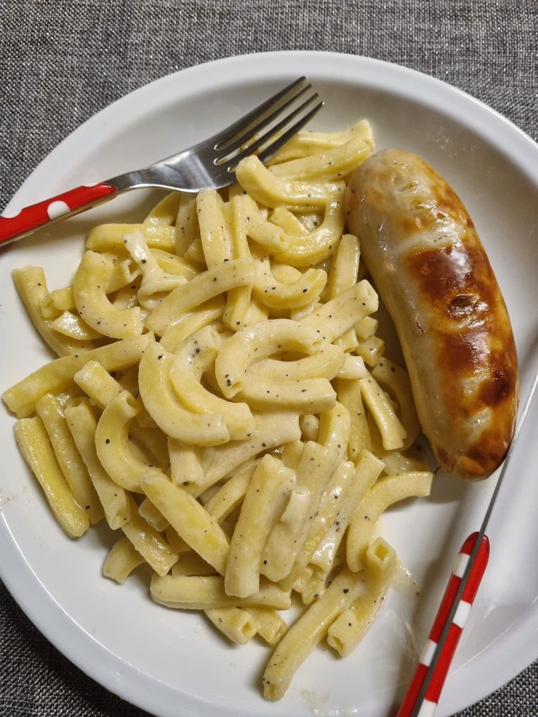 Macaroni maison à la truffe et boudin blanc