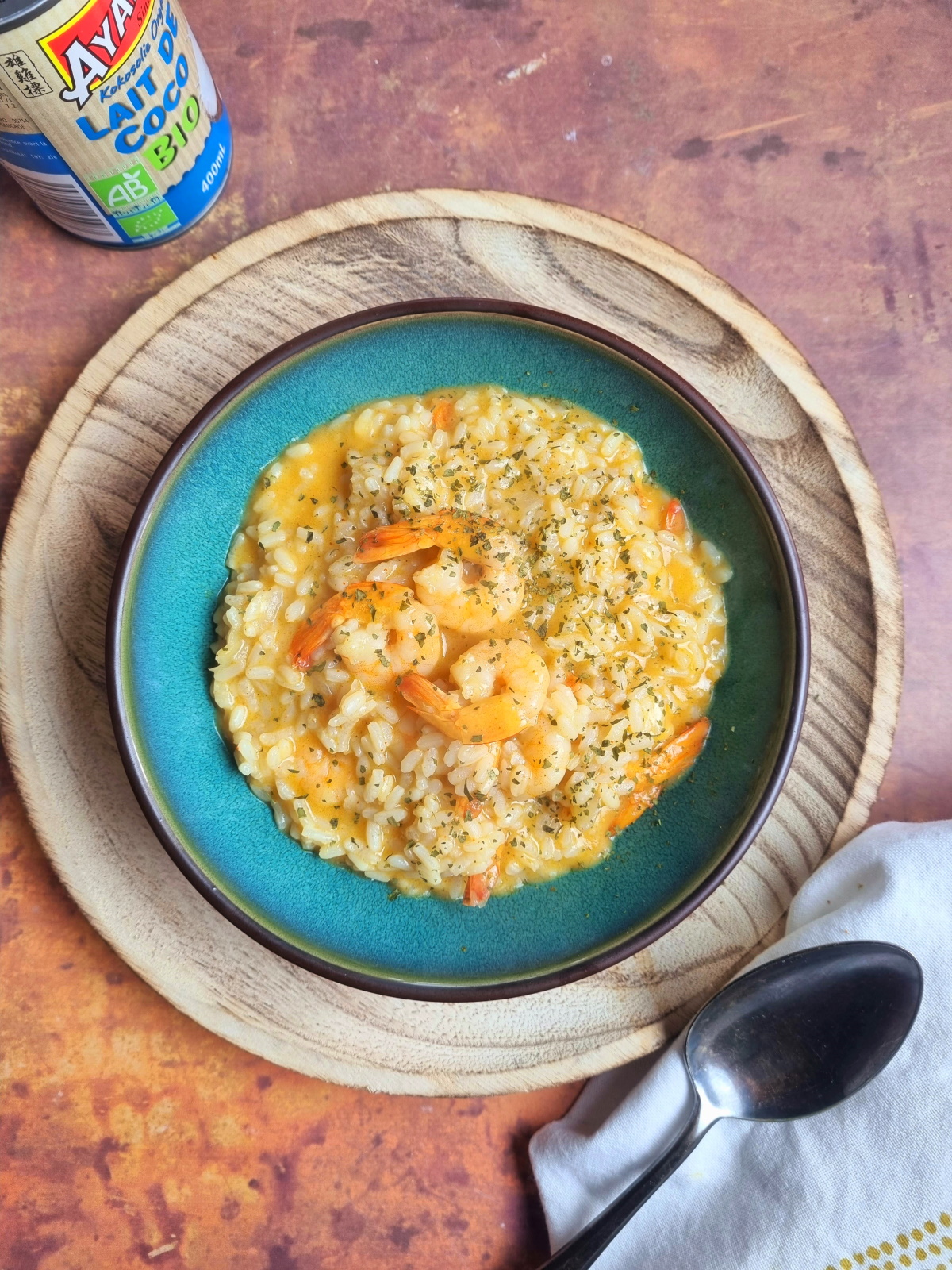 Risotto aux crevettes et lait de coco