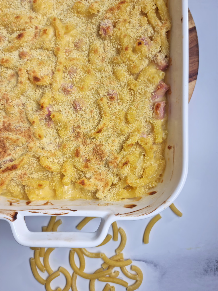 Gratin de pâtes au jambon