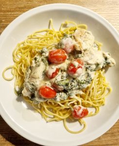 Poulet à la toscane et spaghetti