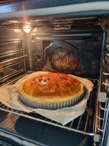 Cuisson de la quiche au maroilles