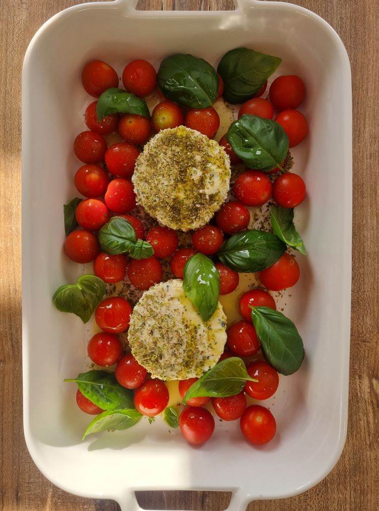 Tomates cerises et Boursin au four