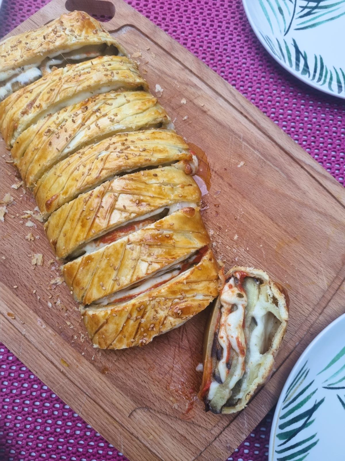 Feuilleté à l'aubergine et mozzarella