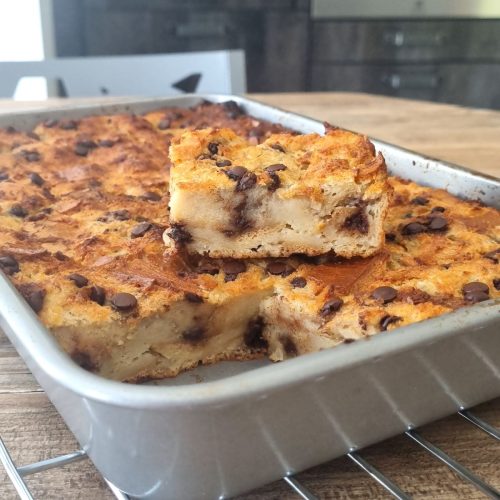 pudding à la banane et aux pépites de chocolat