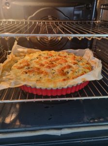 Cuisson de la quiche au saumon fumé