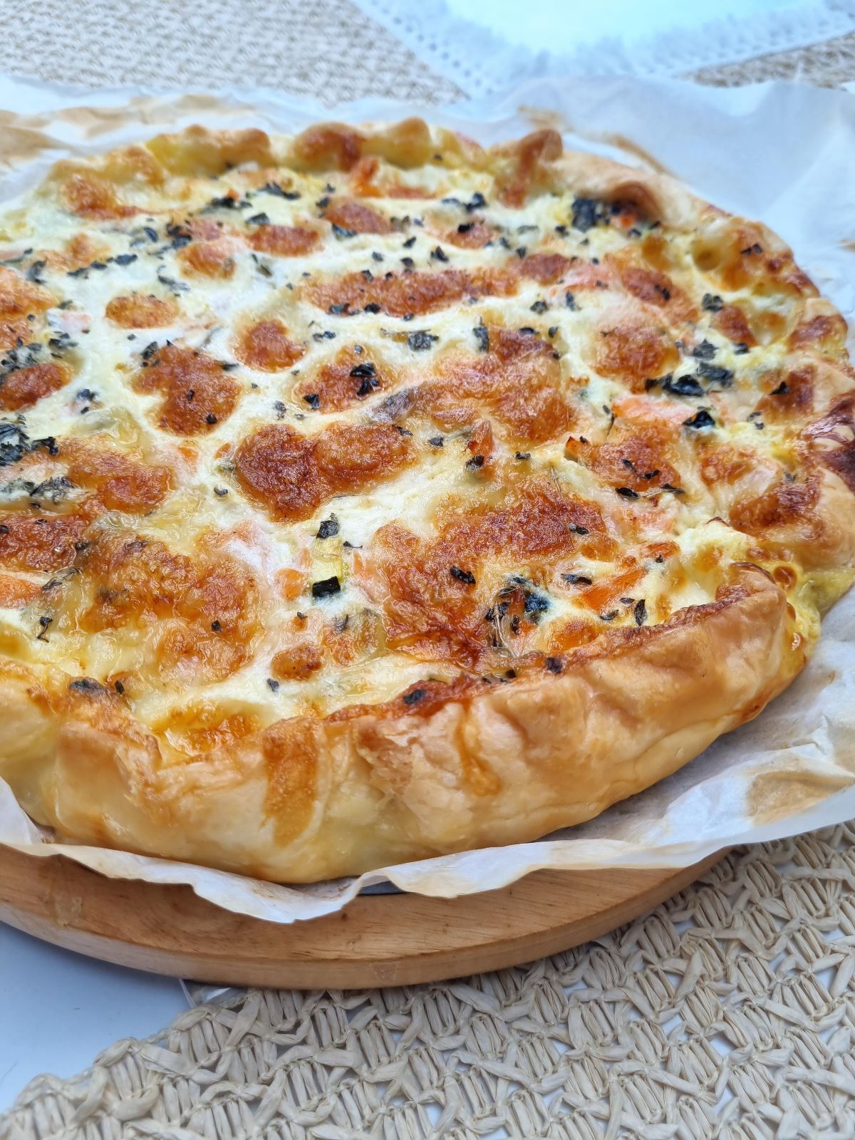 Quiche au saumon fumé et courgette