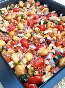 One pan gnocchi, légumes, chorizo