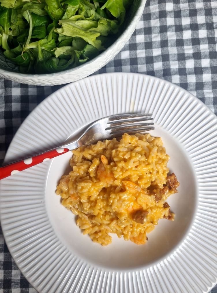 Risotto au chorizo et crevettes