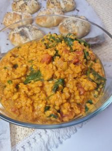 Dahl de lentilles corail et épinards en batch cooking