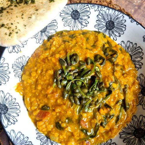 Dahl de lentilles corail et épinards - recette végétarienne