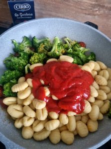 Gratin de gnocchi au chorizo et brocoli