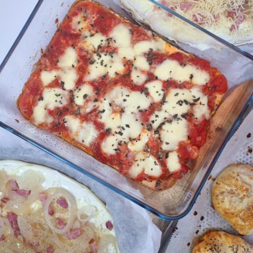 Gratin de poulet au pesto, sauce tomate et mozzarella