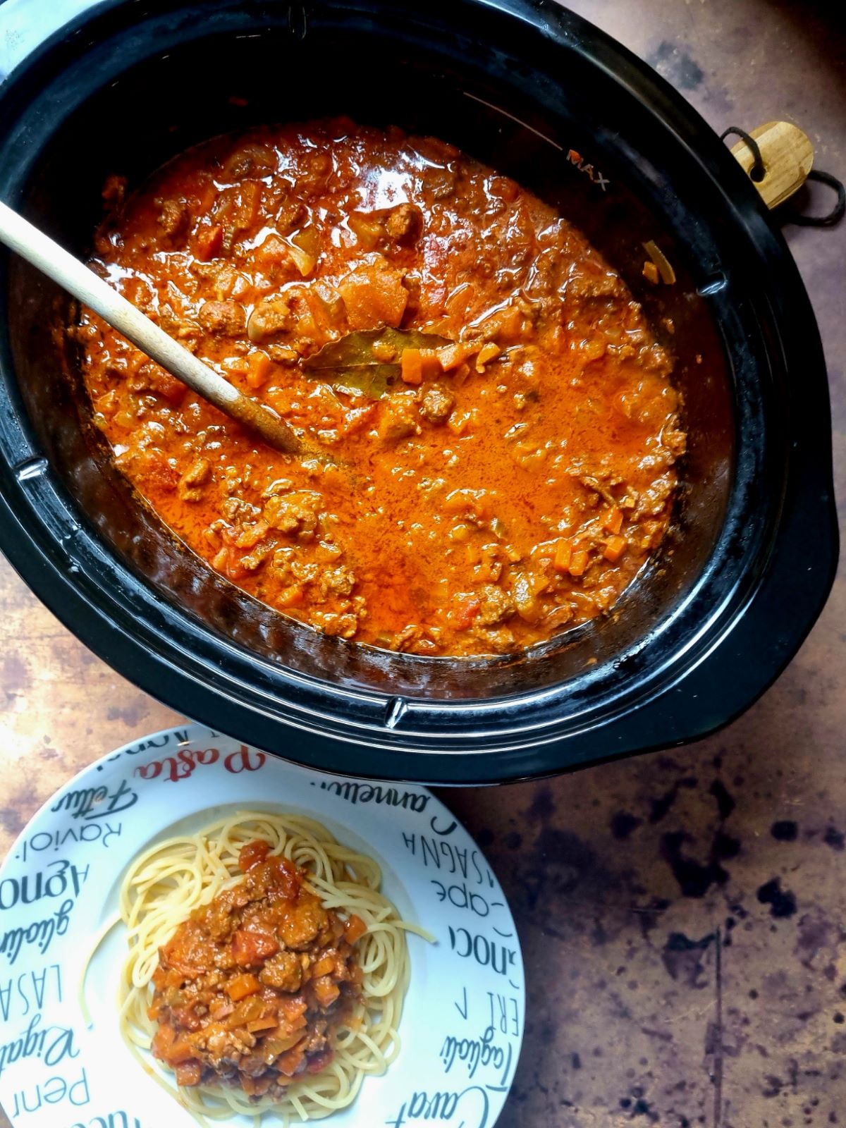 Spaghetti bolognaise avec la mijoteuse