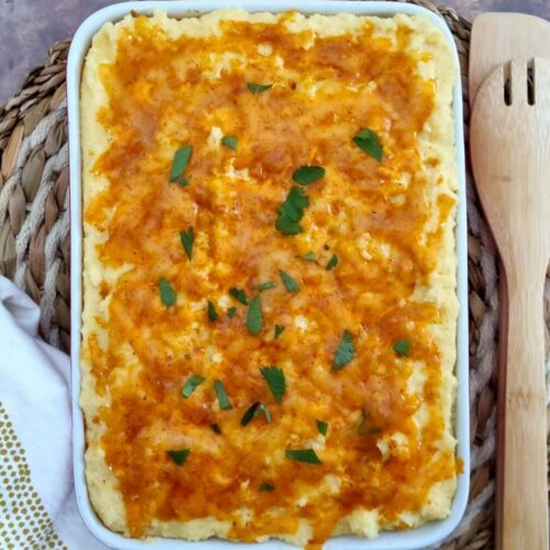 Gratin boeuf épicé, polenta et cheddar