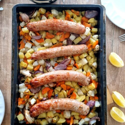 Saucisses de Toulouse et légumes rôtis au four - One Pan