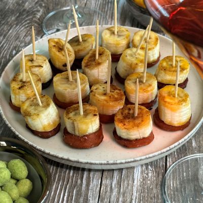 Mini-brochettes chorizo banane