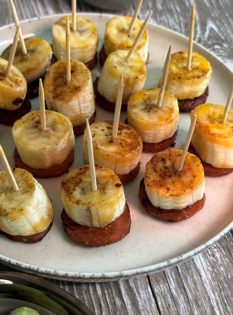 Mini brochettes chorizo banane - recette pour l'apéritif