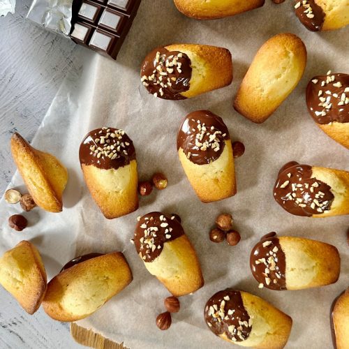 Madeleines enrobées de chocolat