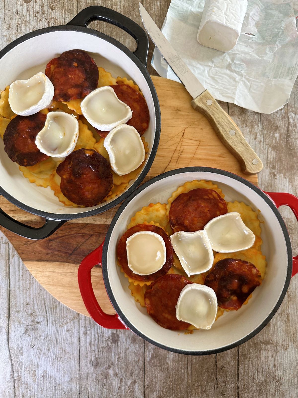 Ravioli au chorizo, crème et fromage de chèvre