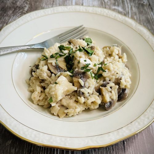 Risotto au fromage de chèvre et champignons