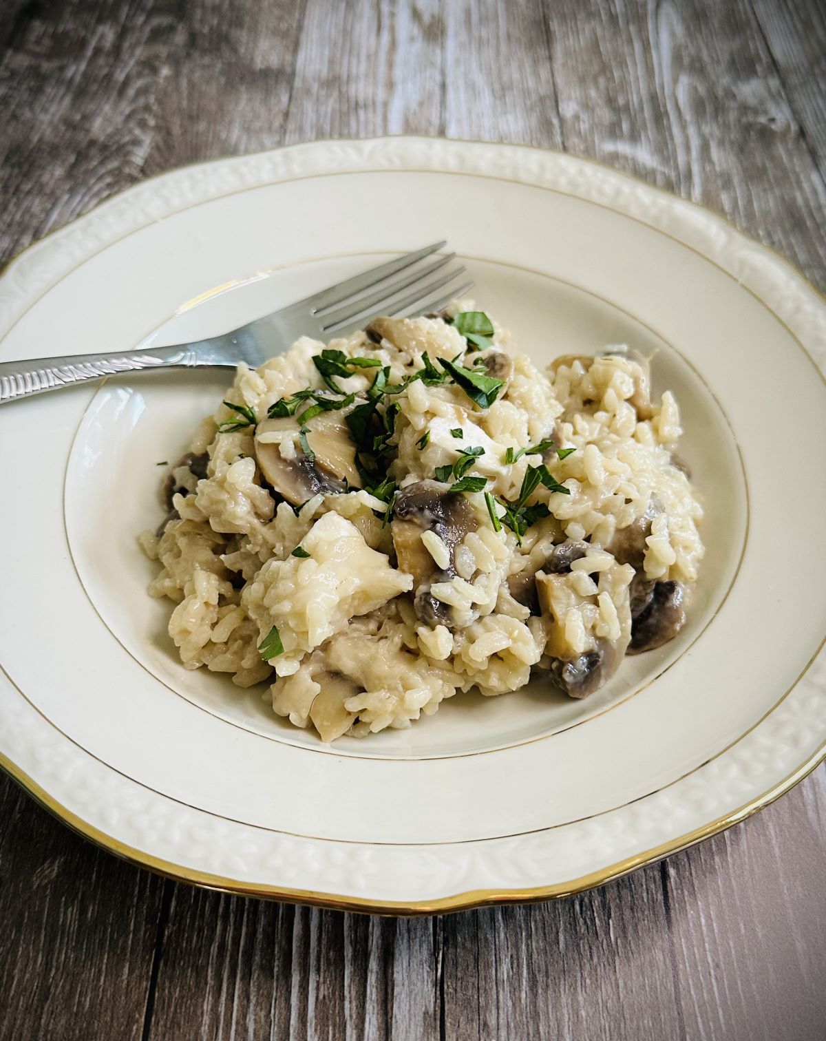 Risotto au fromage de chèvre et champignons