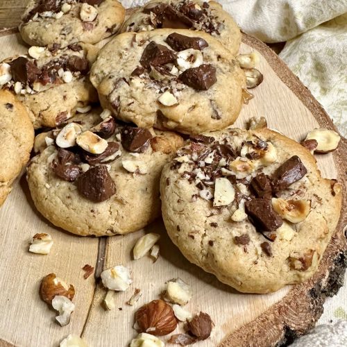 Cookies à la farine de châtaigne, crème de marrons, noisettes et chocolat