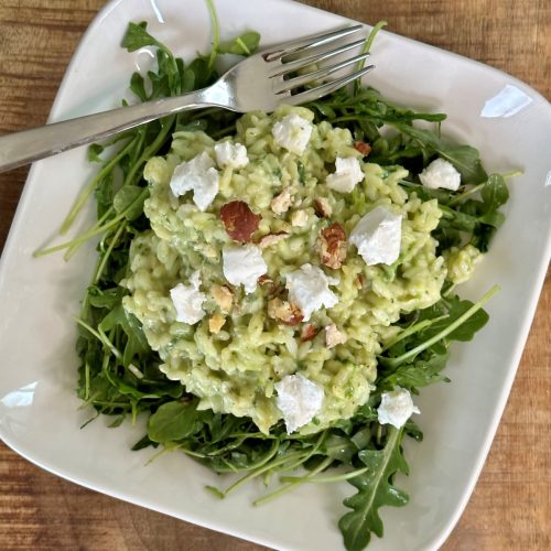 Risotto au pesto et chèvre frais