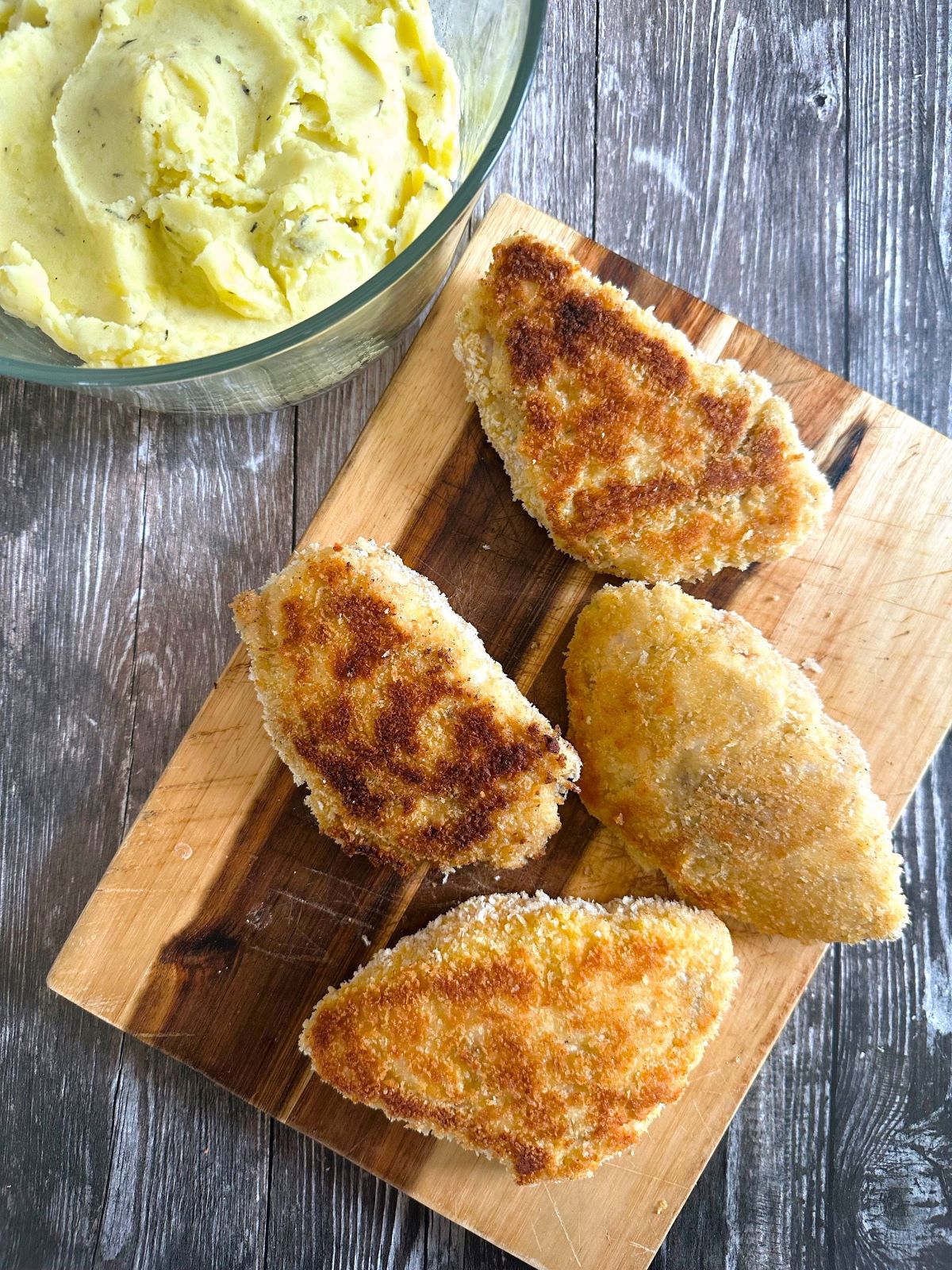 Purée au thym et cordon bleu maison