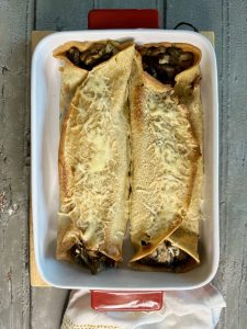 Crêpes farcies végétariennes aux champignons et épinards