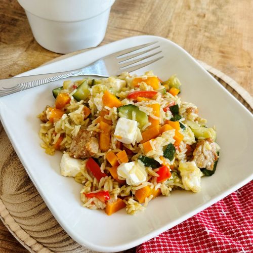 riz au poulet, légumes, feta avec Cookeo