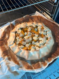 Cuisson de la tarte butternut et bleu