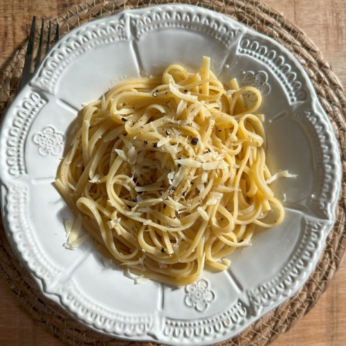 Linguine au beurre, cuites dans un bouillon