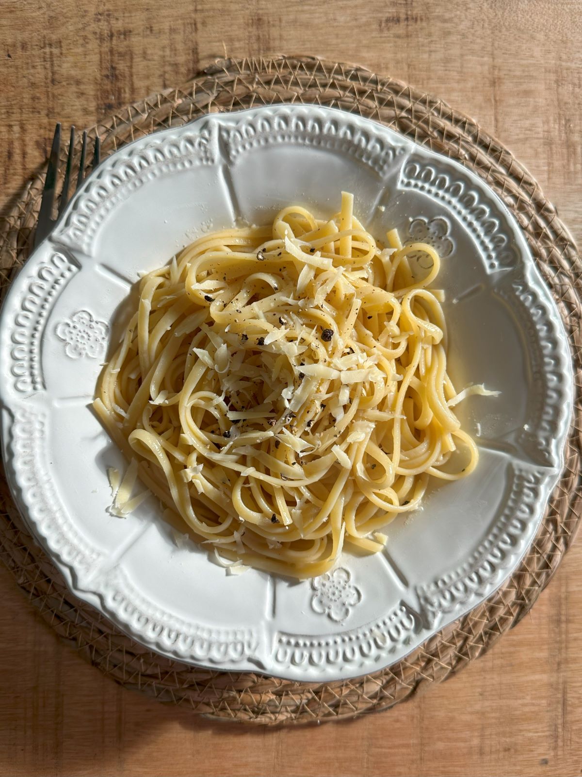 Linguine au beurre, cuites dans un bouillon