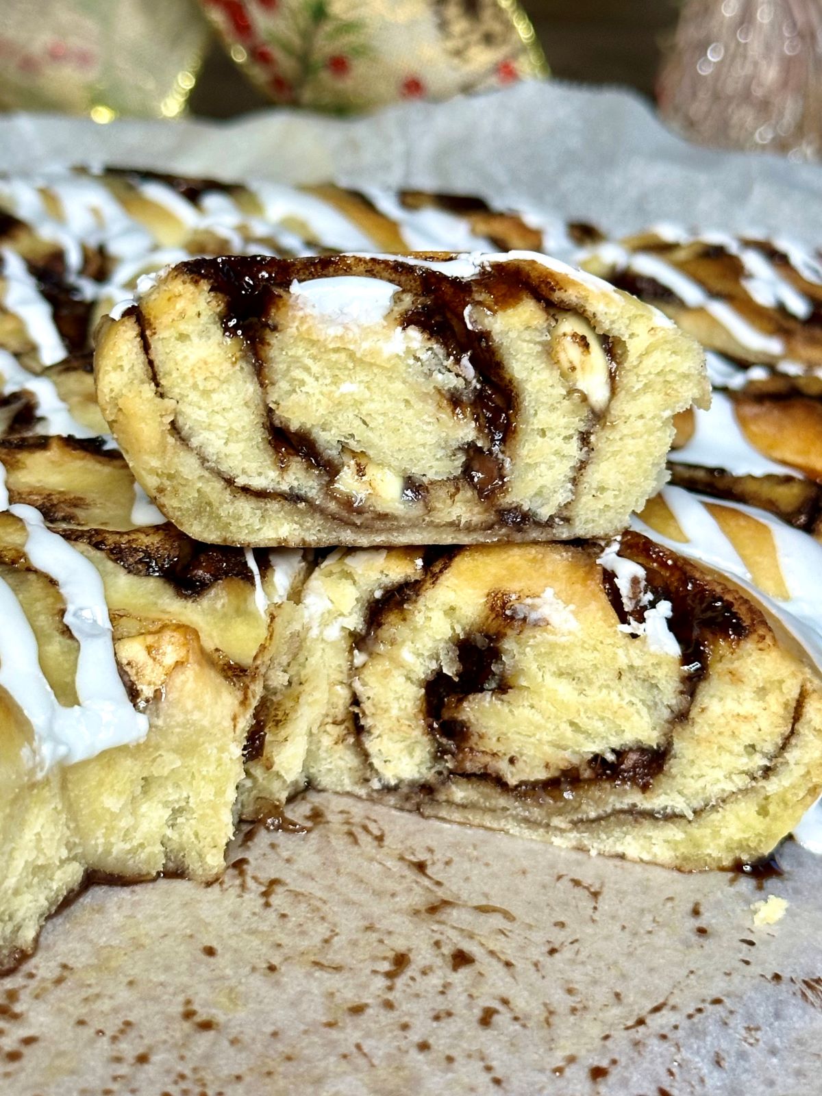 Brioche roulée au chocolat et pépites