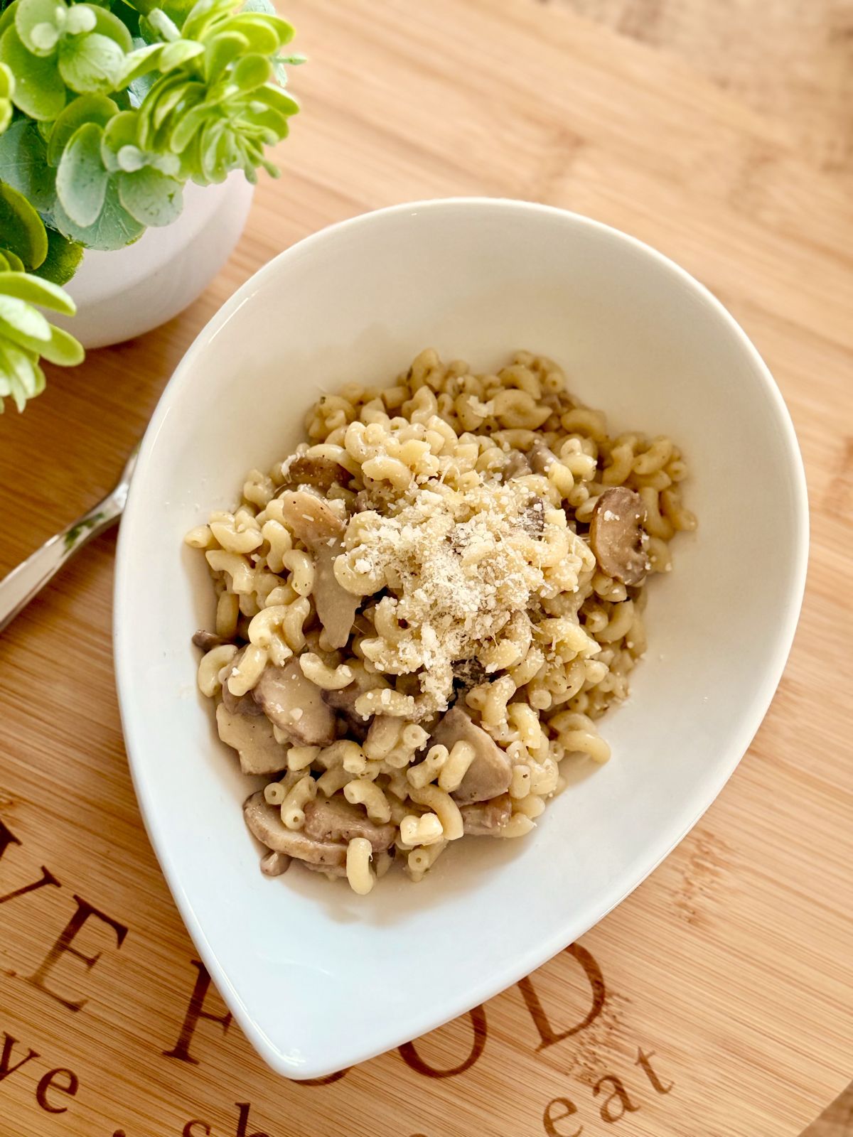 Coquillettes aux champignons façon risotto léger