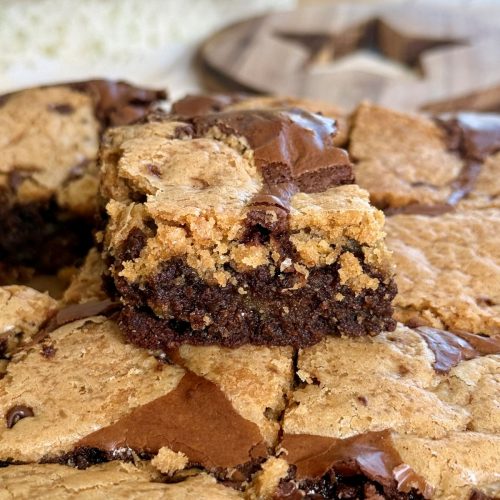 Gâteau brookie : brookie au fudge et cookie pépites de chocolat et beurre noisette