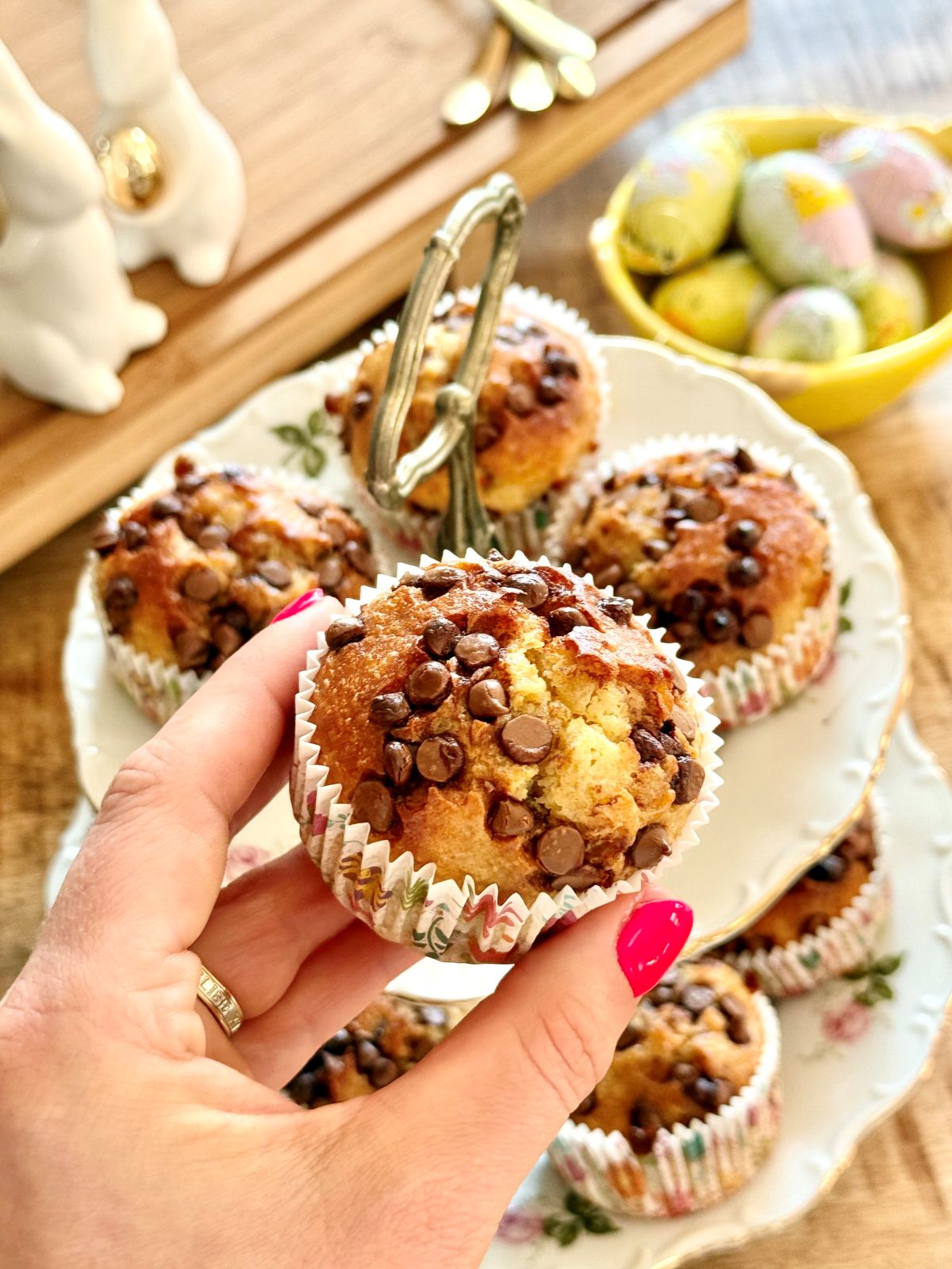 Muffin moelleux à la banane, avec des pépites de chocolat au lait