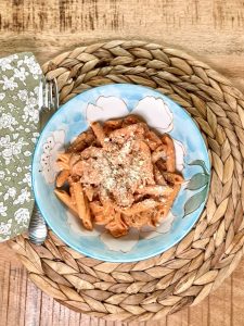 penne protein +, sauce tomate, champignons, skyr