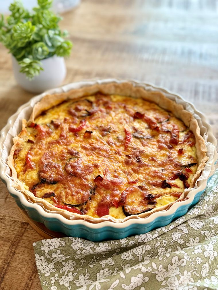Tarte salée au chorizo, poivron, courgette, mozzarella
