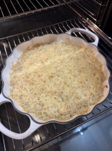 Gratin de riz au fromage, cuisson au four