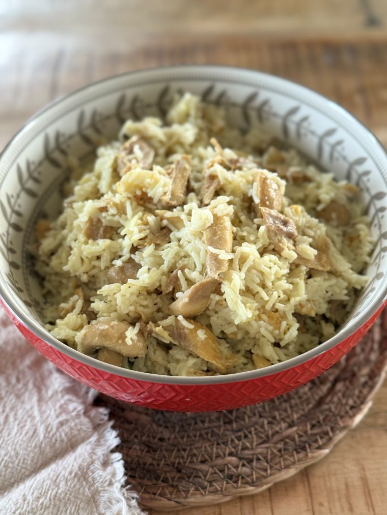 riz-poulet-cookeo Riz au Cookeo, avec reste de poulet rôti et champignons
